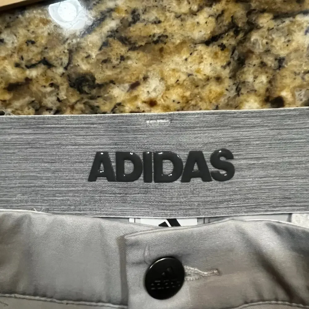 Adidas Golf Pants Men 38x30 Gray Performance Stretch Flat Front Athletic Classic
